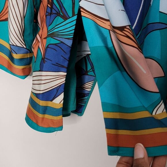 NWT Nine West Printed Satin Tie Waist Jacket - Picture 2 of 11